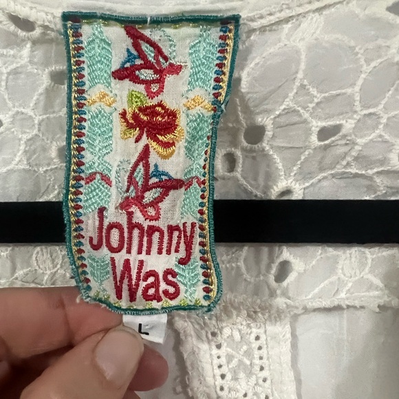 Johnny Was Cream Eyelet Floral Blouse - Picture 2 of 3